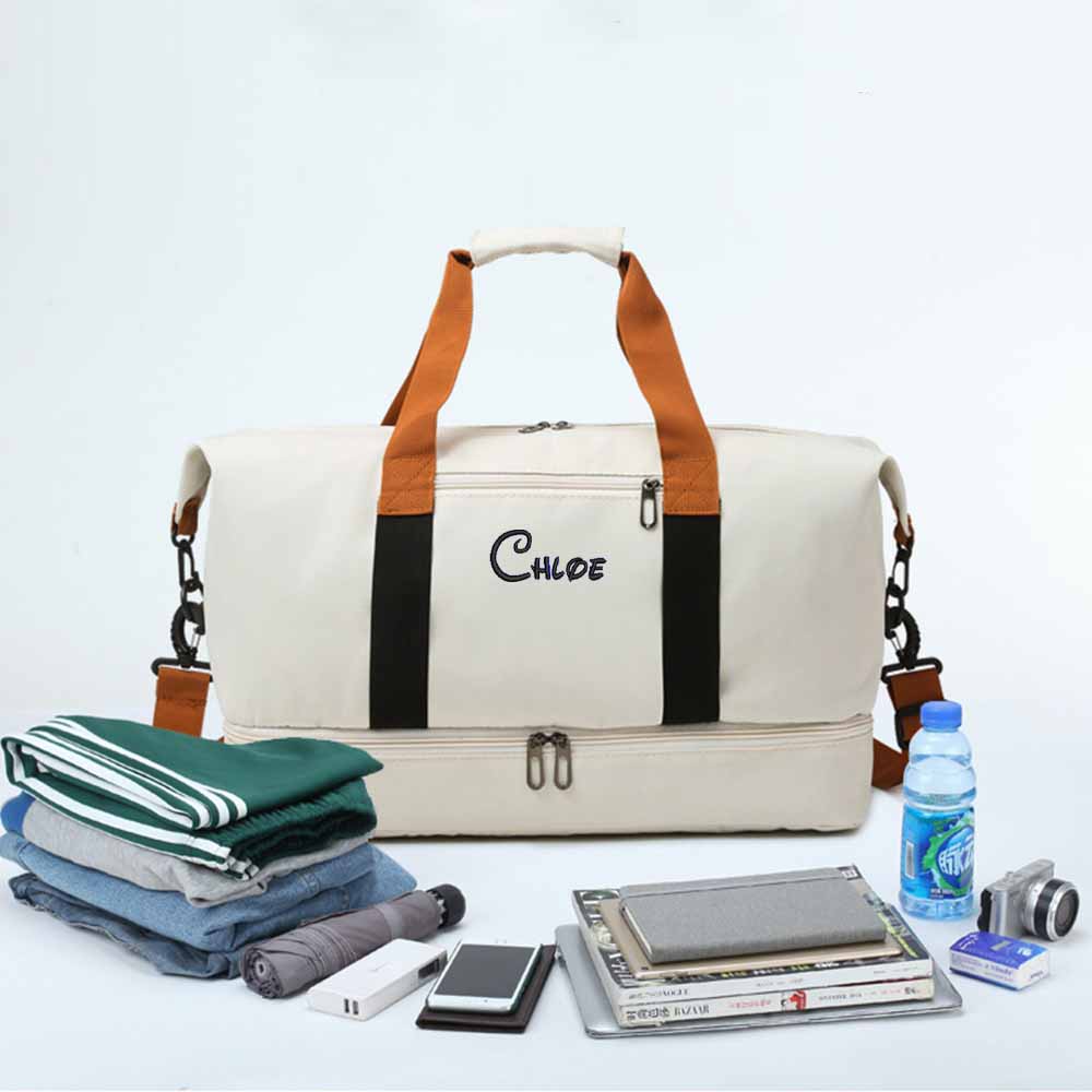 Yoga Fitness Name - Borsa da viaggio portatile ricamata personalizzata,