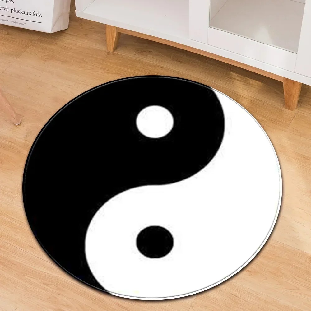 Yoga Fitness Model - Yin Yang Taiji Tappeto rotondo Fiore