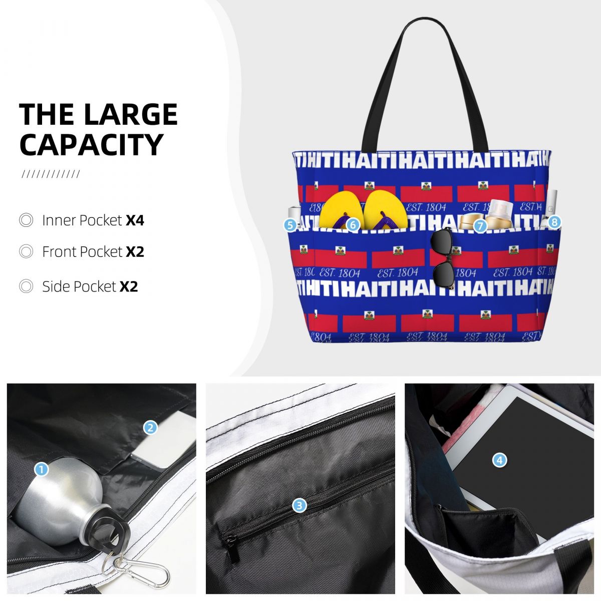 Haiti EST. Borsa da Spiaggia c - Yoga Fitness Merch recensione e prezzo