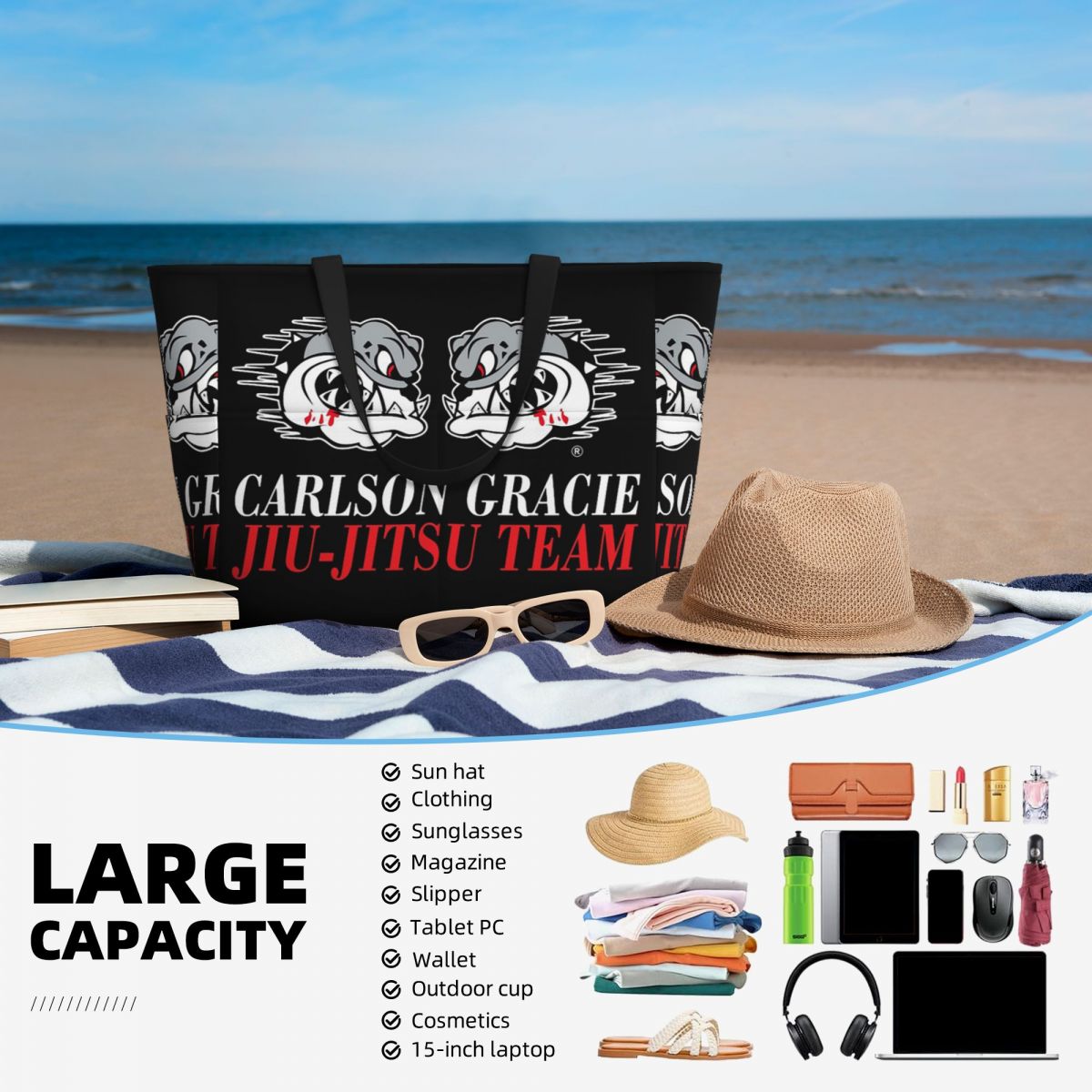 Borsa da spiaggia con logo Car - Yoga Fitness Jiu Jitsu recensione e prezzo