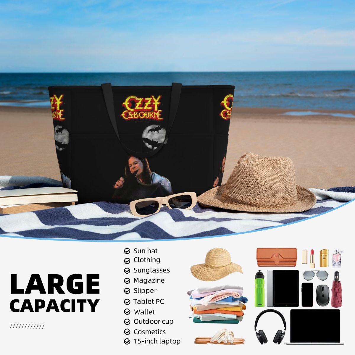 Ozzy Osbourne Merch Beach Tote - Yoga Fitness Merch recensione e prezzo