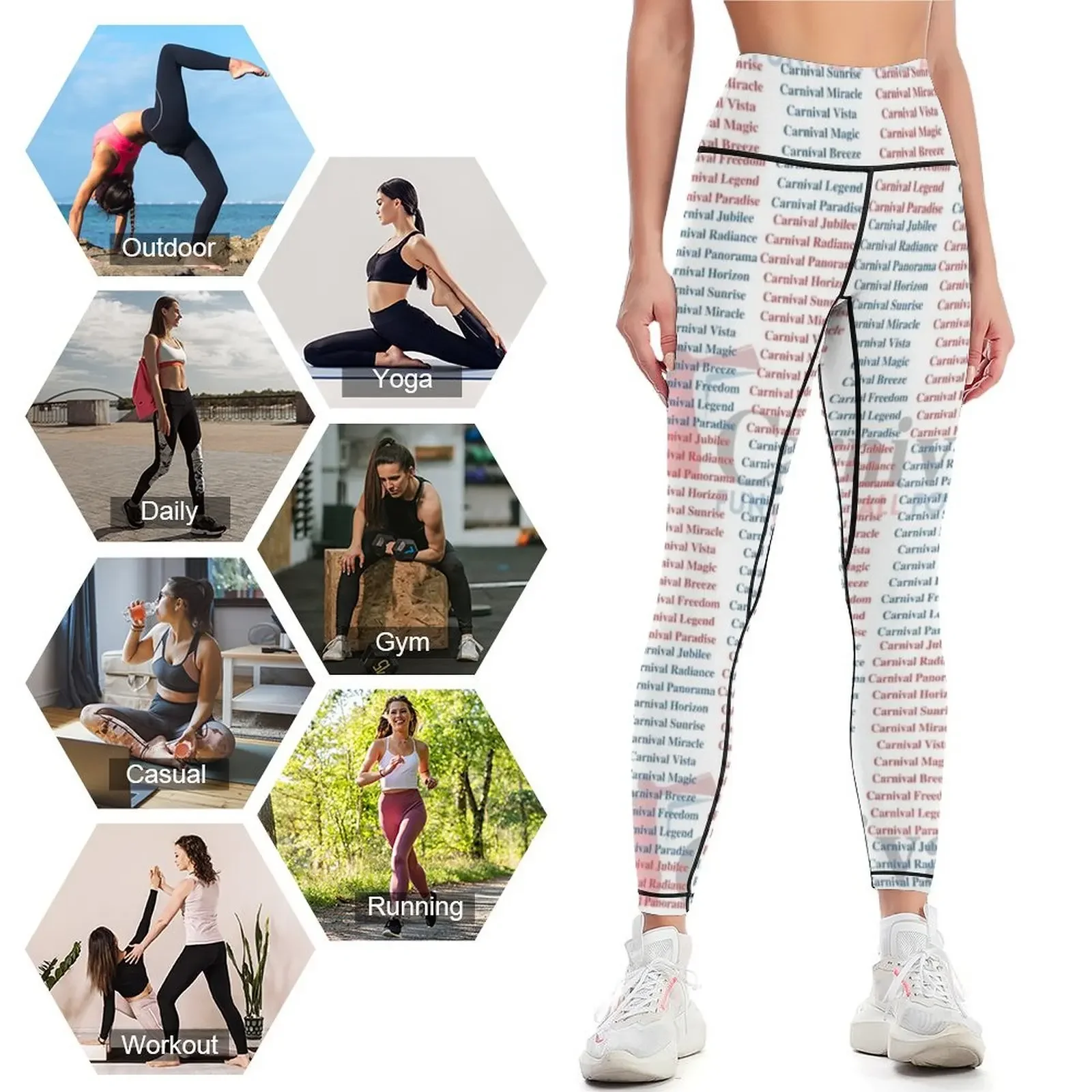 Leggings Carnival Ship Names,  - Yoga Fitness Name recensione e prezzo